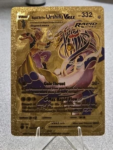 Pokémon Rapid Strike Urshifu VMAX 332hp Gold Foil Fan Art Collector Card TCG - Picture 1 of 2