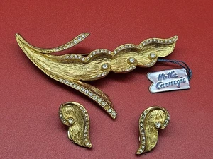 Hattie Carnegie goldfarbene Broschen & Ohrringe Set *zur Reparatur* - Bild 1 von 23