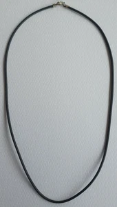 Black Rubber cable necklace 46cm 2mm wide with Sterling Silver 925 Lobster Clasp - Picture 1 of 3