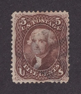 MATT'S STAMPS SCOTT #76 THOMAS JEFFERSON 5-CENT ISSUE OF 1863, USED CV$125 - Picture 1 of 3