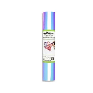 TECKWRAP Self-Adhesive Holographic Chrome Craft Vinyl 1' x 5' Rainbow Opal White - Foto 1 di 7