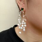 Illusion Cultured White Rice Pearl Green cz stud Earrings