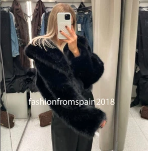ZARA NEW WOMAN SHORT FAUX FUR JACKET BLACK XS-XXL 6318/247 - Picture 1 of 4
