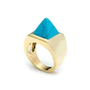 EDDIE BORGO Pyramid RING Faux TURQUOISE Blue SIGNET Size 7 BRAND NEW ~ FREE SHIP - Picture 1 of 6