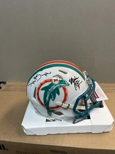 MIAMI DOLPHINS Mark Duper & Mark Clayton Dual SIGNED Throwback MINI HELMET JSA - Picture 1 of 2