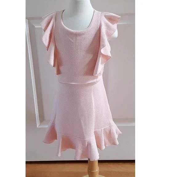 Girls Lilt Ruffle Sleeve Knit Skater Dress Party Size XS Sm Med Pink Peach NWT - Image 1 of 1