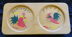 Vintage Wooden Double Hamburger Press Hand Painted Rooster Detail - Picture 1 of 3