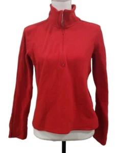 Tommy Hilfiger Womens Fleece Size Large Y2K Red Long Sleeve Half Zip 2000's - Picture 1 of 5