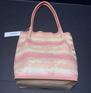 Hammitt Oliver Medium Pink Himalayan Snake Brushed Gold Tote Handbag Bag - Picture 1 of 6