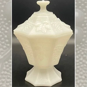 Plato de compota/dulces cubierto con vidrio de leche de uva Anchor Hocking Harvest EE. UU. 7,5" de alto - Imagen 1 de 17