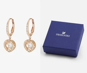 New in Gift Box SWAROVSKI Brand 5504753 Rose Gold Sparkling Dance Drop Earrings - Picture 1 of 5