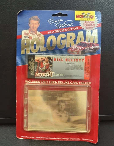 1992 Wheels Racing Platinum Edition Bill Elliott Hologram Card Ticket Winston Cover
