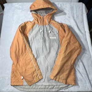 American Eagle Outfitters Quilted Hooded 1/4 Zip Orange Gray Jacket Sz. M **READ - Picture 1 of 11