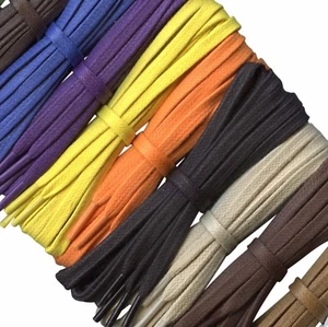 Flat Coloured Waxed Cotton Shoelaces - 5/6 mm - Lengths from 45 cm - 140 cm - Picture 1 of 17