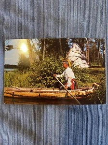 AK Indianer "Abschieben" Kanu Glanz J74 - Bild 1 von 3
