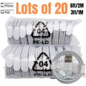 10/20 Pack 1M 2M USB Charger Cable Lot For Apple iPhone 11 XR 8 7 Charging Cord - Picture 1 of 14