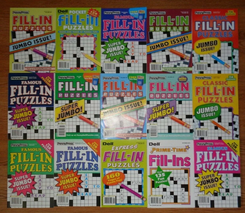 Lot of 10 Penny Press Fill-Ins Puzzle Books Express Famous Pocket Jumbo Unsorted - Image 1 of 1