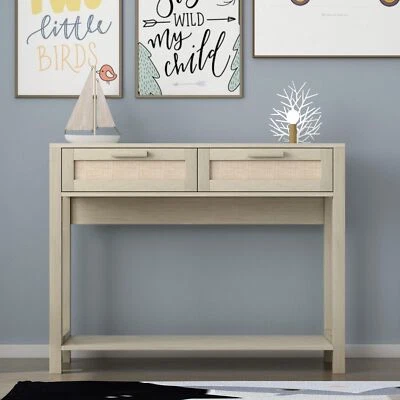 Rattan Console Table Entryway Table Wood Narrow Long Table Boho Console Table - Image 1 of 2