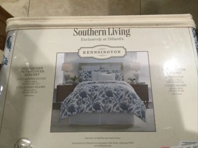 Mini juego de funda nórdica Southern Living Full Queen azul blanco Foto 1 de 3