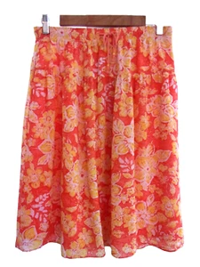 Jones New York Women's Floral Elasticated Waist Lined Orange Skirt Size Small - Picture 1 of 7