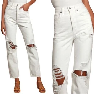 Revolve x AGOLDE 90’s Mid Rise Loose Fit Jeans Distressed Lack Weiß 29 - Bild 1 von 14