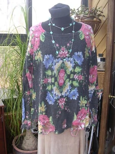 BEAUTIFUL WILDFOX WHITE LABEL DISTRESSED FLORAL SWEATER NWOT - Picture 1 of 8
