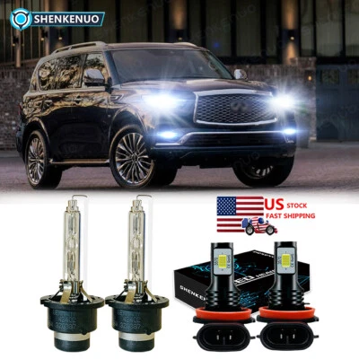 For Infiniti QX56 2011-2013 6000K HID Headlight Low Beam LED Fog Light Bulbs Kit Foto 1 de 4