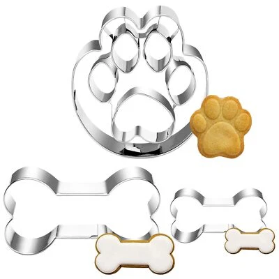 Ausstechformen Knochen Pfote Plätzchen Ausstecher Set 3 Stück Edelstahl Hunde... - Bild 1 von 4