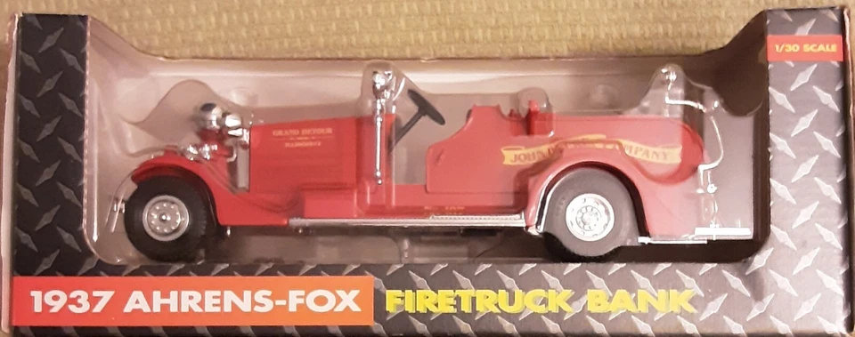 Ertl 1993 John Deere Company 1937 Ahrens-fox Firetruck Bank