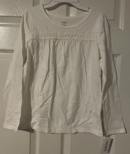 CARTER'S KID Girl's Long Sleeve White Crocheted 🧶Top Size 12 NWT - Picture 1 of 2