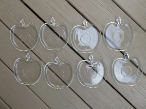 Menge 8 Hasel-Atlas Obstgarten Apfelform Klarglas Untertassen Vintage 50er Jahre - Bild 1 von 2