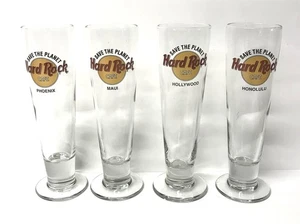 Hard Rock Cafe Souvenir STP Flute Style Glasses Black Lettering ~ EUC ~ Lot Of 4 - Picture 1 of 2