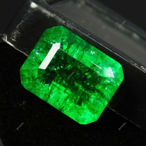 10 Carat Natural Colombian Emerald Green CERTIFIED Loose Gemstone Emerald Cut - Picture 1 of 8