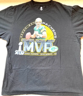NFL Super Bowl XLV MVP Aaron Rodgers Camiseta Green Bay Packers Para Hombres 2XL Negra Foto 1 de 4