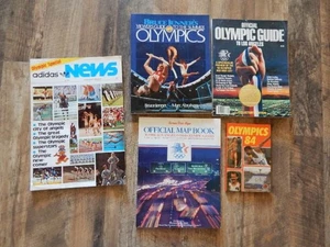 5 Vintage 1984 Olympic Items: Official Guide, Map Book, Adidas News, 2 Books RARE! - Bild 1 von 7