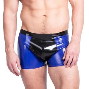 Herren Schwarz Latex Shorts Gummi Eng anliegende Unterwäsche für Fetisch ClubWear BDSM - Bild 1 von 7