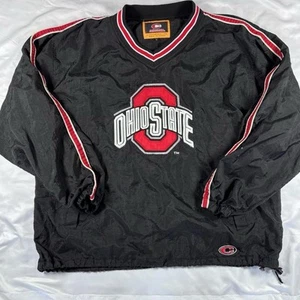 Ohio State Buckeyes Schwarz Y2K V-Ausschnitt Pullover Windbreaker Herren L - Bild 1 von 6