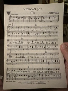 ‘53 Advance Artist Sheet Music ‘Mexican Joe’ MITCHELL TOROK - Picture 1 of 3