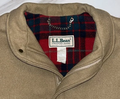 Vintage 1980s L.L. Bean Men’s L-Tall Wool Bomber Jacket Tan Brown USA Made - Image 1 of 4