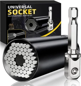 7-19 mm Universal Steckschlüssel mit Bohrmaschine Adapter 2 Stück Set schwarz - Bild 1 von 9