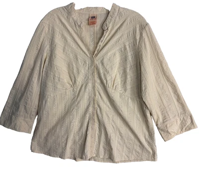 Top Babydoll Faded Glory para mujer de colección Y2K talla XL marfil gasa campesina abotonada Foto 1 de 4