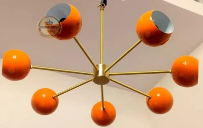 Lámpara de araña moderna de latón con 7 globos oculares Sputnik elegante con hermosa Foto 1 de 4