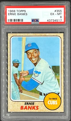 1968 Topps béisbol # 355 Ernie Banks PSA 6 Foto 1 de 3