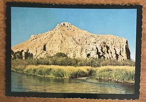 Tarjeta postal cromada vintage Beaverhead Rock Montana MT, Lewis & Clark Sacajawea - Imagen 1 de 2