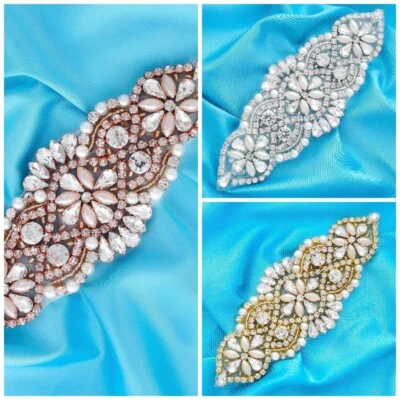 Strass aplique de cristal remendo de miçangas costurar para vestido de noiva cinto chique faça você mesmo - Imagem 1 de 4