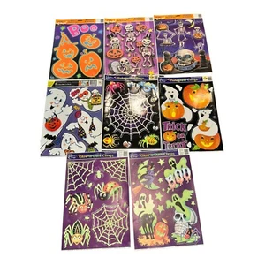 Vintage Lot 8 Color Window Cling Stickers Halloween Glow in the Dark Decoration - Picture 1 of 6