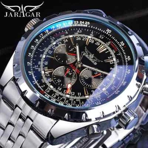 JARAGAR Men's Watch Stainless Steel Automatic Watches For Men Chronograph Watch - Picture 1 of 7