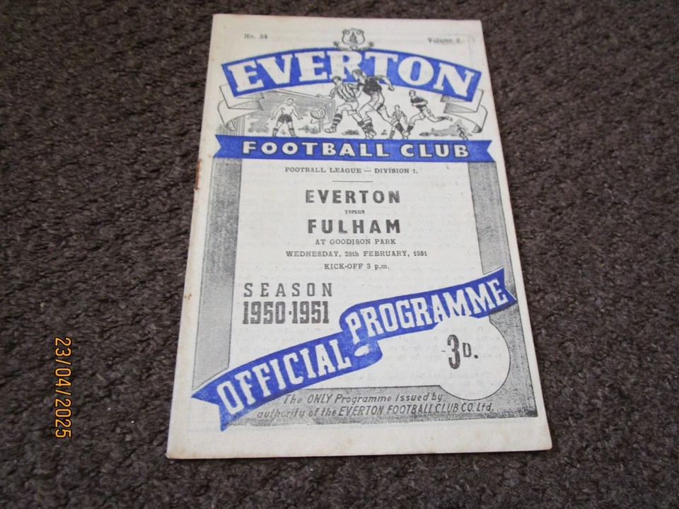 EVERTON  v  FULHAM  1950/1  FEBRUARY 28th - Image 1 of 1