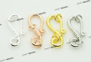 10x20mm S Hook & Eye Clasp Plated Brass w/Jump Rings - Silver Gold Rose Platina - Picture 1 of 6