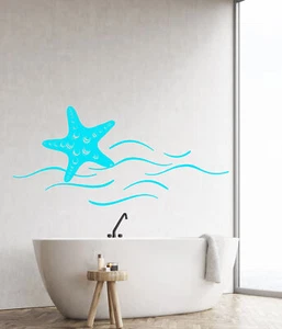 Vinyl Wall Decal Starfish Sea Ocean Beach Style Wave Stickers (1325ig) - Picture 1 of 4